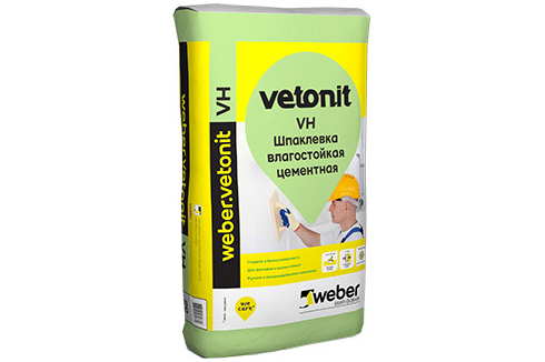 Weber.vetonit  VH / Ветонит шпаклевка цементная для влажных помещений, а также для наружных работ