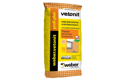 Weber.vetonit profi plus / Вебер Ветонит Профи плюс клей с низким пылеобразованием