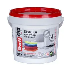 КРАСКА ЛАТЕКСНАЯ "DALI" ДЛЯ КУХНИ И ВАННОЙ  БАЗА А  0,9 Л (1/6) ВЛАГОСТОЙКАЯ БИОЗАЩИТНАЯ "РОГНЕДА"