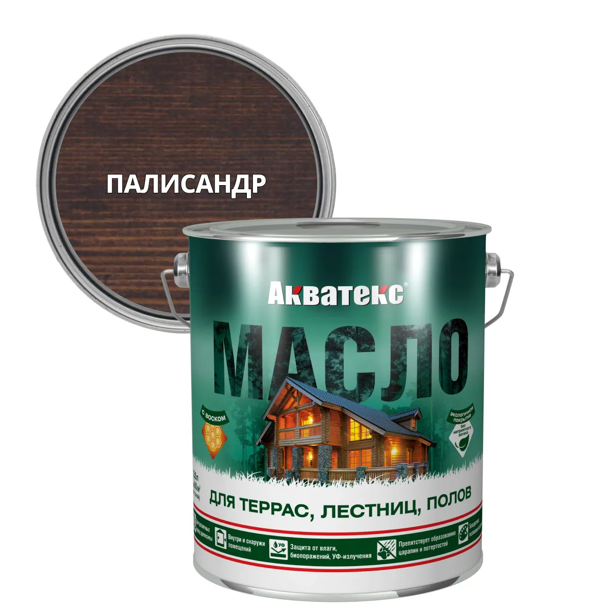 МАСЛО ДЛЯ ТЕРРАС, ЛЕСТНИЦ, ПОЛОВ "АКВАТЕКС" ПАЛИСАНДР 2,5 Л (1/4) "РОГНЕДА"