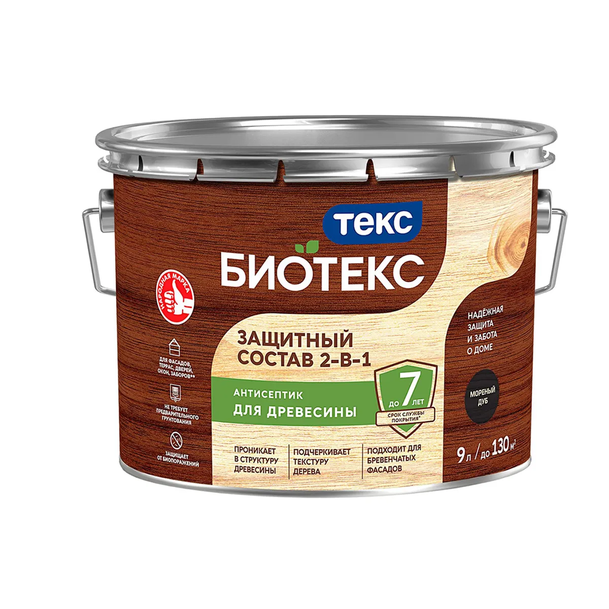 БИОТЕКС МОРЕНЫЙ ДУБ  9 Л (1) ЗАЩИТНЫЙ СОСТАВ  2 В 1 ТЕКС