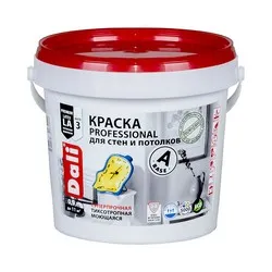 КРАСКА АКРИЛОВАЯ "DALI PROFESSIONAL" 3 (МАТОВАЯ) ДЛЯ СТЕН И ПОТОЛКОВ  БАЗА А  0,9 Л (1/6) "РОГНЕДА"