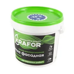 КРАСКА В/Д ФАСАДНАЯ ОСОБОПРОЧНАЯ  1,5 КГ (1/6) "KRAFOR" (ЗЕЛЕН.)