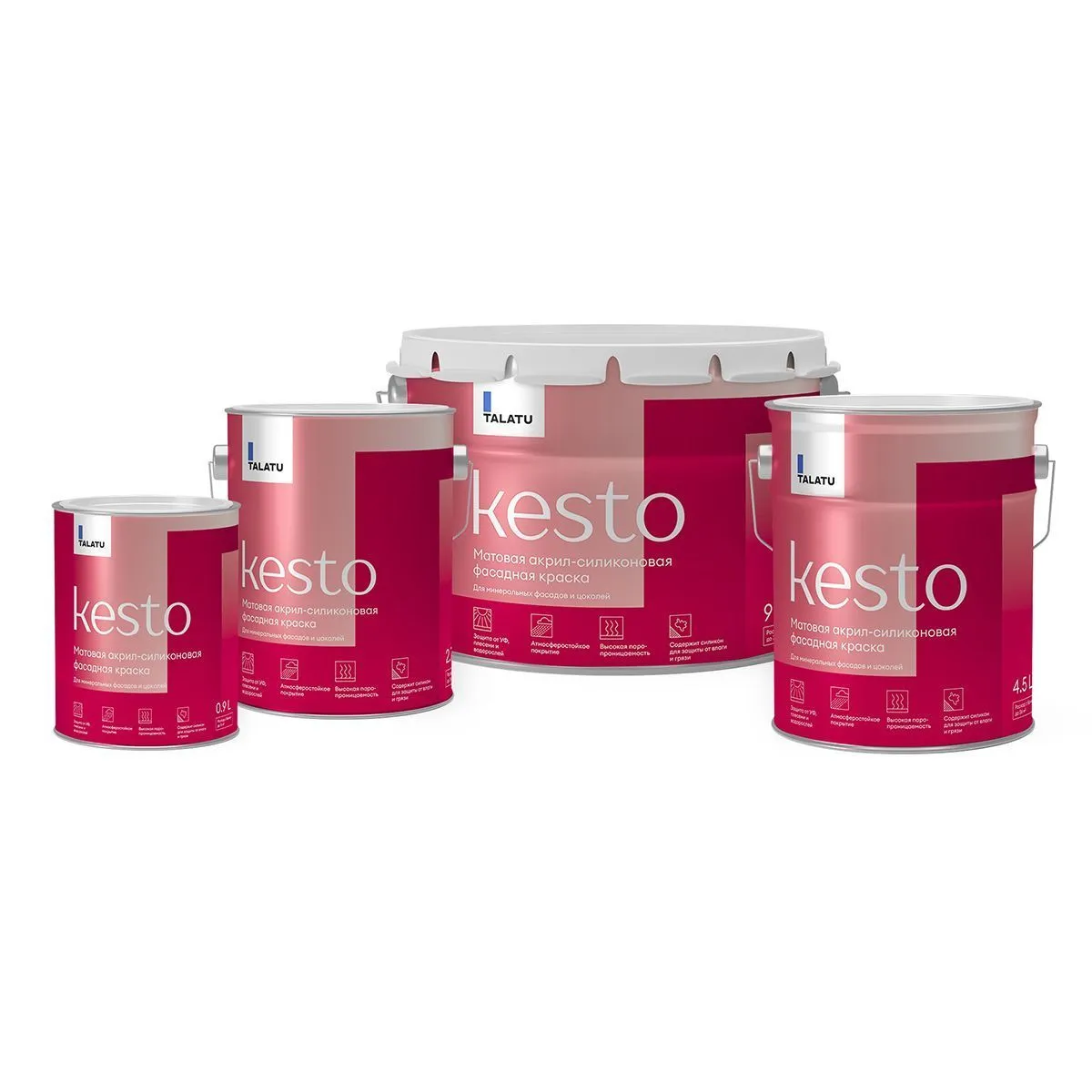 КРАСКА ФАСАДНАЯ "KESTO" БАЗА С 0,9 Л (1/6) "TALATU"