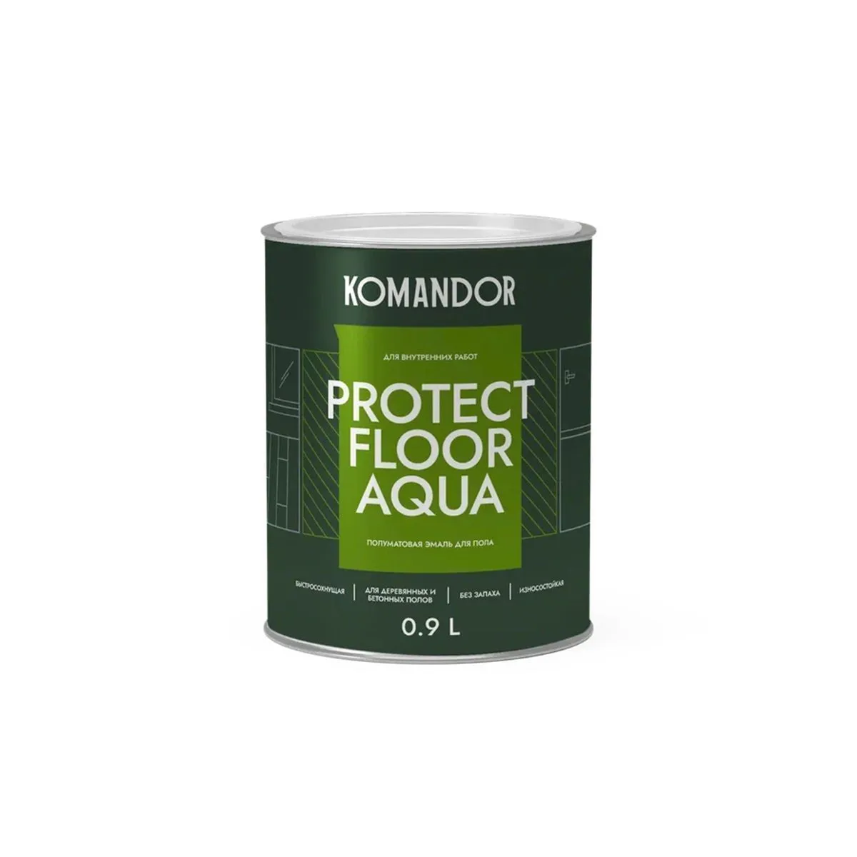 ЭМАЛЬ "PROTECT FLOOR AQUA" ДЛЯ ПОЛА БАЗА A 0,9 Л (1/6) "KOMANDOR"