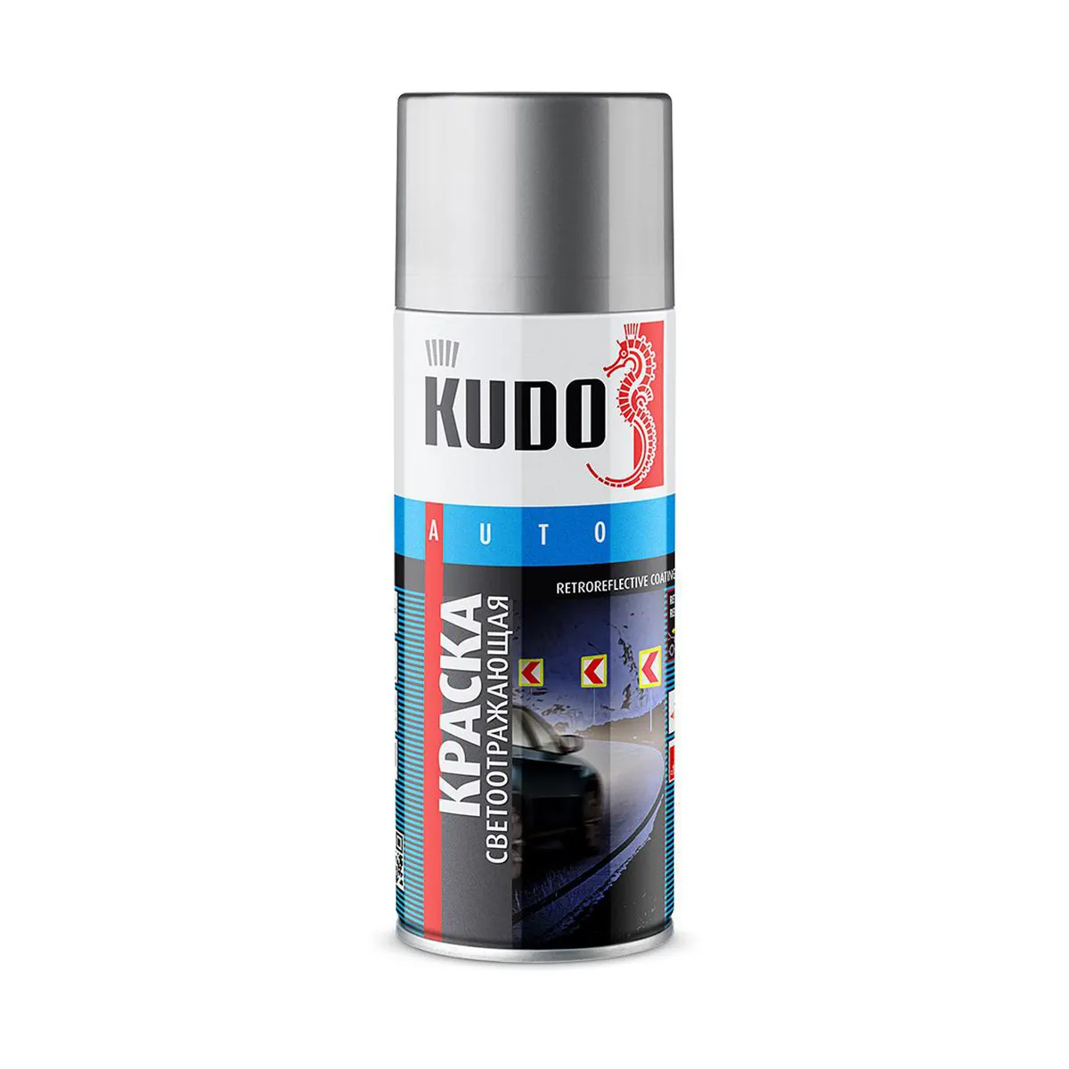 КРАСКА АЭРОЗОЛЬ СВЕТООТРАЖАЮЩАЯ 520 МЛ (1/12) "KUDO" KU-4950