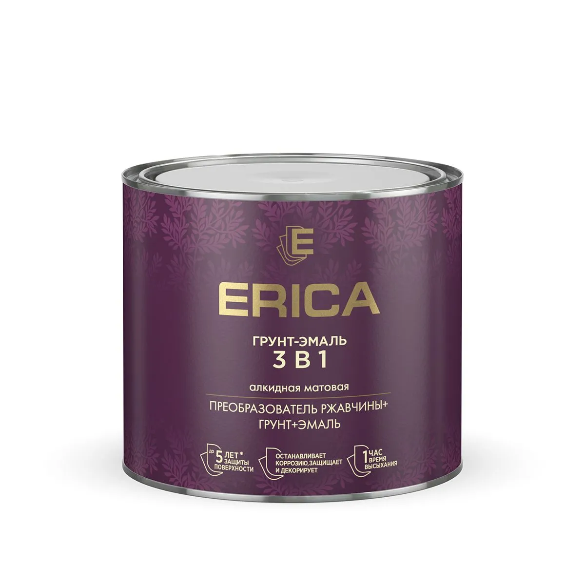 ГРУНТ- ЭМАЛЬ ПО РЖАВЧИНЕ "ERICA" КОРИЧНЕВАЯ 1,8 КГ (6)