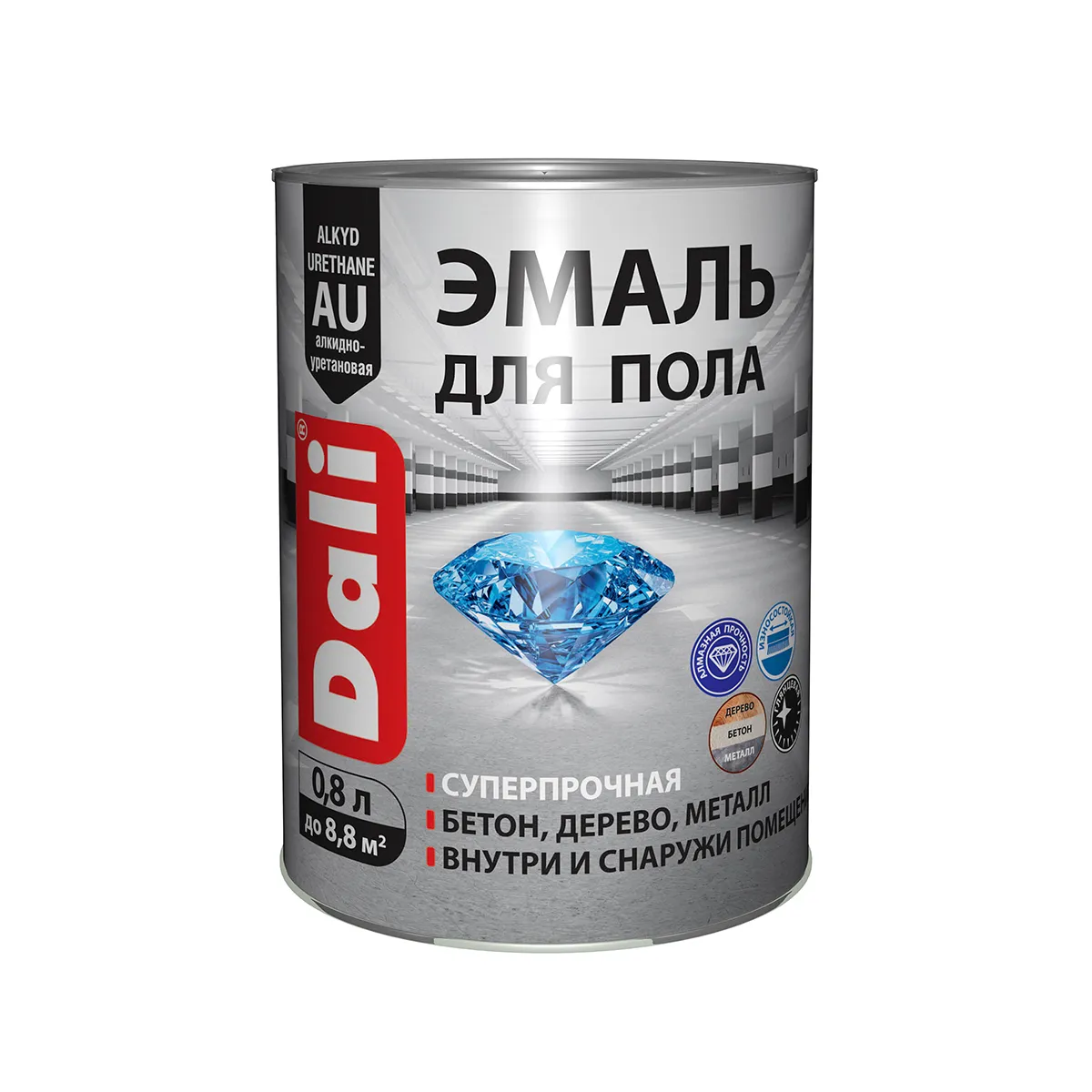 ЭМАЛЬ ДЛЯ ПОЛА АЛКИДНО-УРЕТАН. "DALI"  БАЗА C  0,8 Л (6) "РОГНЕДА"