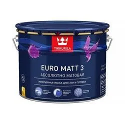 КРАСКА "EURO MATT-3" БАЗА С  9 Л (1) ИНТЕРЬЕРНАЯ "ТИККУРИЛА"