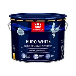 КРАСКА "EURO WHITE"  9 Л (1) БЕЛАЯ ДЛЯ ПОТОЛКОВ "ТИККУРИЛА"
