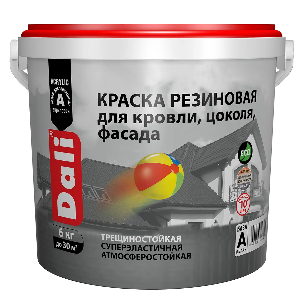 КРАСКА РЕЗИНОВАЯ "DALI" КРАСНАЯ RAL 3011  6 КГ (1) "РОГНЕДА"