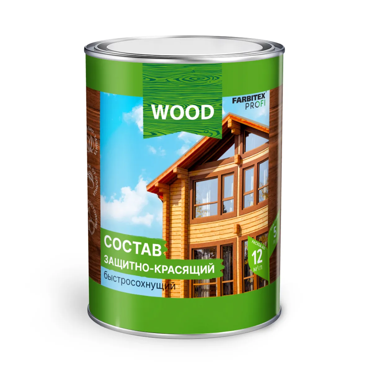 СОСТАВ ЗАЩИТНО-КРАСЯЩИЙ БЫСТРОСОХНУЩИЙ БЕЛЫЙ 0,75 Л (8) "FARBITEX PROFI WOOD"