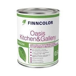 КРАСКА "OASIS KITCHEN@GALLERY"  0,9 Л (1/6) ДЛЯ СТЕН И ПОТОЛКОВ ОСОБО УСТ.К МЫТЬЮ "FINNCOLOR"