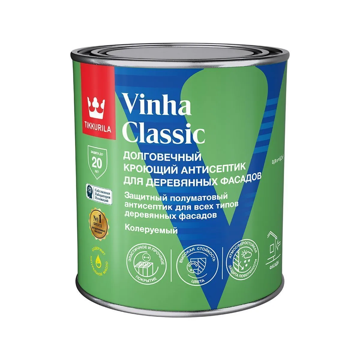 АНТИСЕПТИК "VINHA CLASSIC" БАЗА А  0,9 Л ФАСАДНЫЙ КРОЮЩИЙ (1/6) "ТИККУРИЛА"