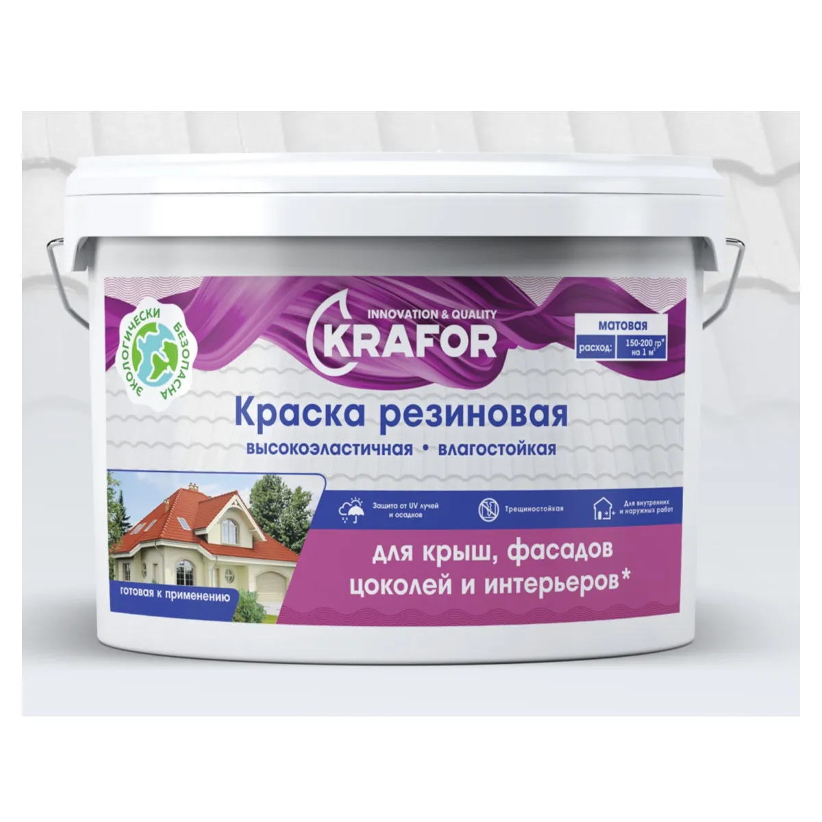 КРАСКА РЕЗИНОВАЯ ЗЕЛЕНЫЙ МОХ 3 КГ (1) "KRAFOR"
