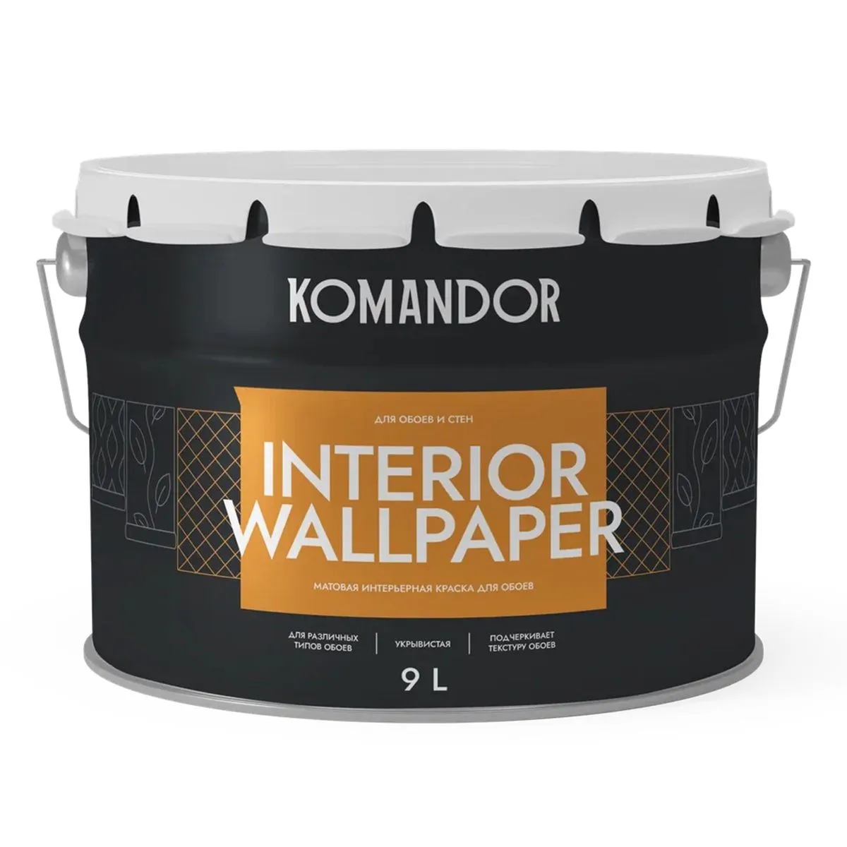 КРАСКА "INTERIOR WALLPAPER" ДЛЯ ОБОЕВ БАЗА A 9 Л (1) "KOMANDOR"