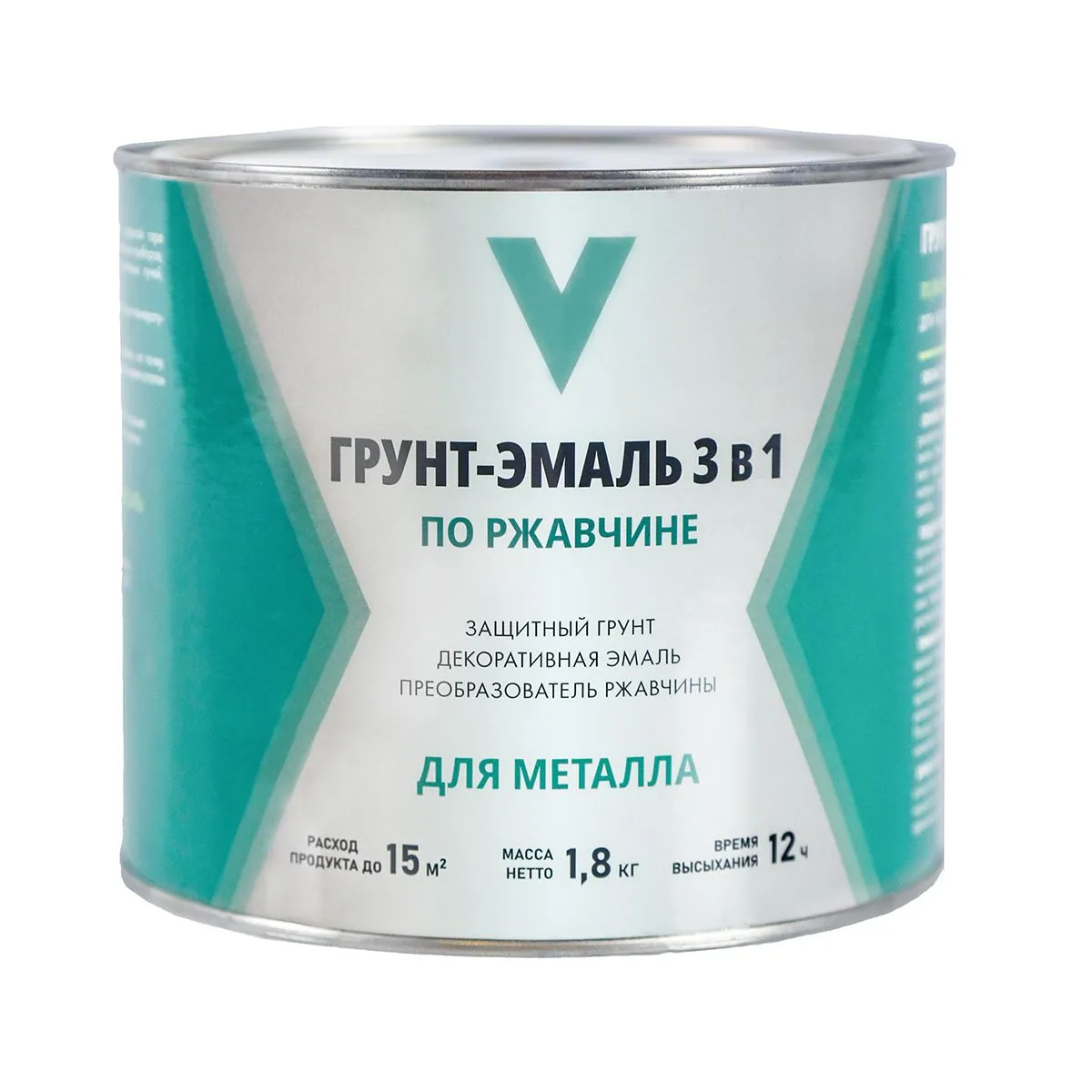 ГРУНТ- ЭМАЛЬ ПО РЖАВЧИНЕ 3 В 1 КРАСНО-КОРИЧНЕВАЯ 1,8 КГ (1/6) "V"