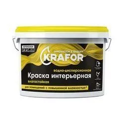 КРАСКА В/Д ЛАТЕКСНАЯ  ИНТЕР. ВЛАГОСТОЙКАЯ  1,5 КГ (1/6) "KRAFOR"   (ЖЕЛТ.)