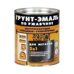 ГРУНТ- ЭМАЛЬ ПО РЖАВЧИНЕ "DALI"  3 В 1 СЕРЕБРИСТЫЙ АЛЮМИНИЙ (RAL 9006)  2 Л (1/3) "РОГНЕДА"