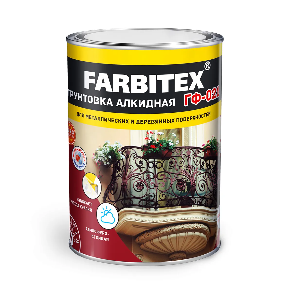 ГРУНТ ГФ-021 КРАСНО-КОРИЧНЕВЫЙ 0,8 КГ (1/14) "FARBITEX"