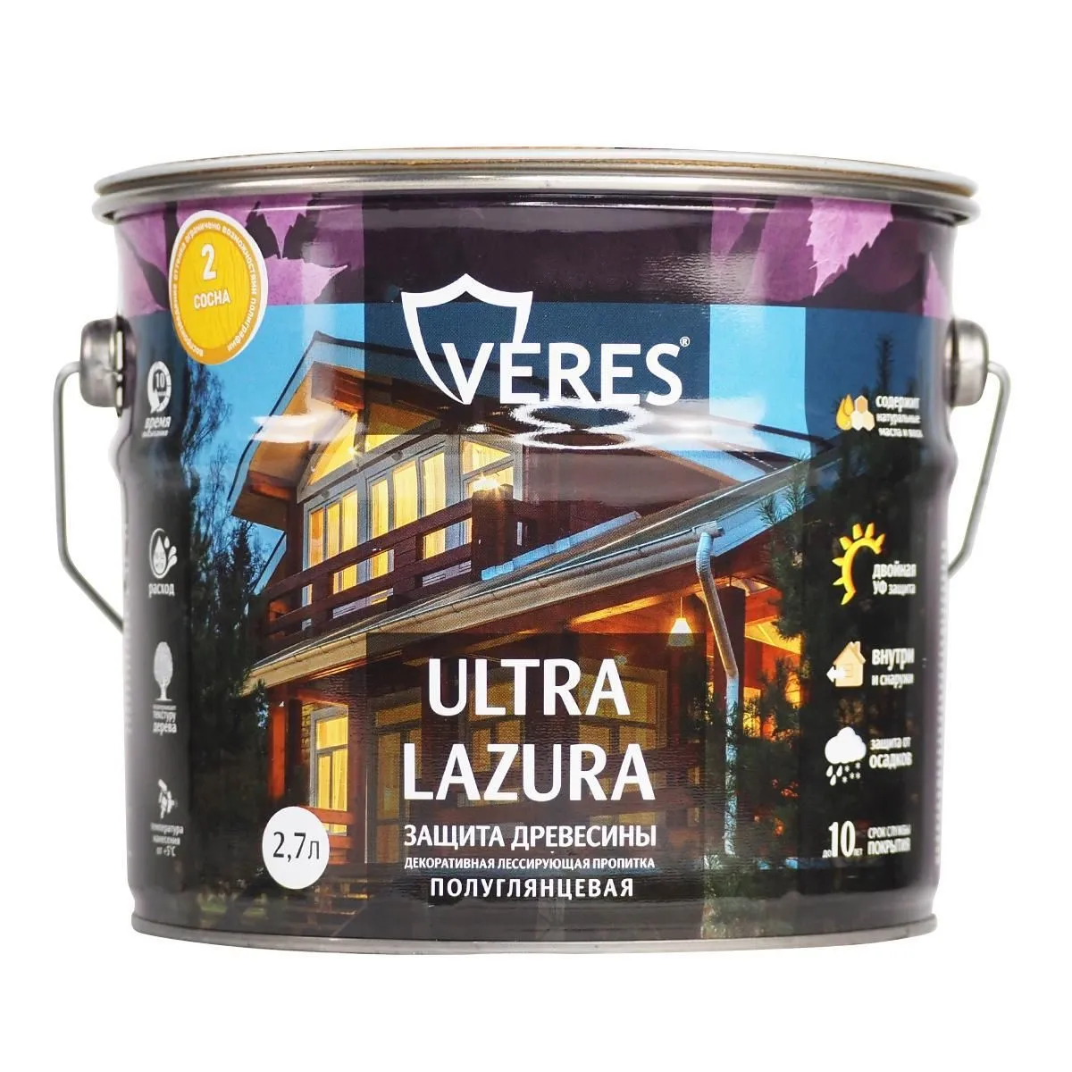 ВЕРЕС УЛЬТРА ЛАЗУРА № 2 СОСНА  2,7 Л (1/4) "VERES" VU-05