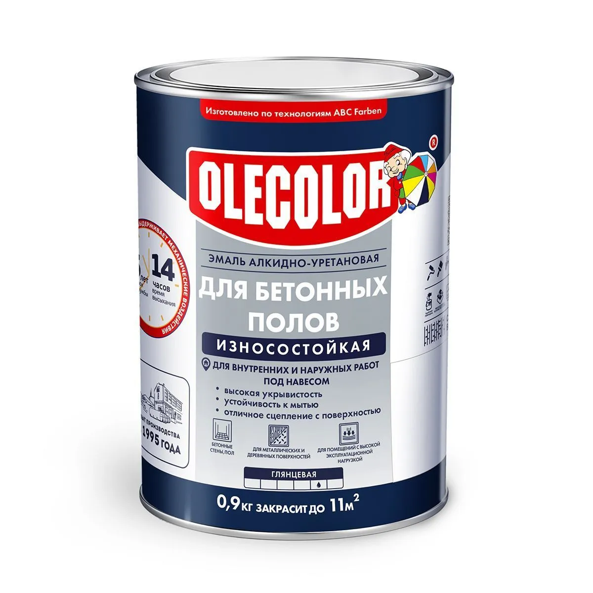 ЭМАЛЬ ДЛЯ БЕТОННЫХ ПОЛОВ СЕРАЯ 2,7 КГ (1/6) "OLECOLOR"