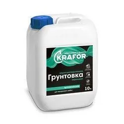 ГРУНТОВКА ПРОНИК. Д/ВНУТР. РАБОТ 10 Л (1) "KRAFOR" (ЗЕЛЕНАЯ ЭТИК.)