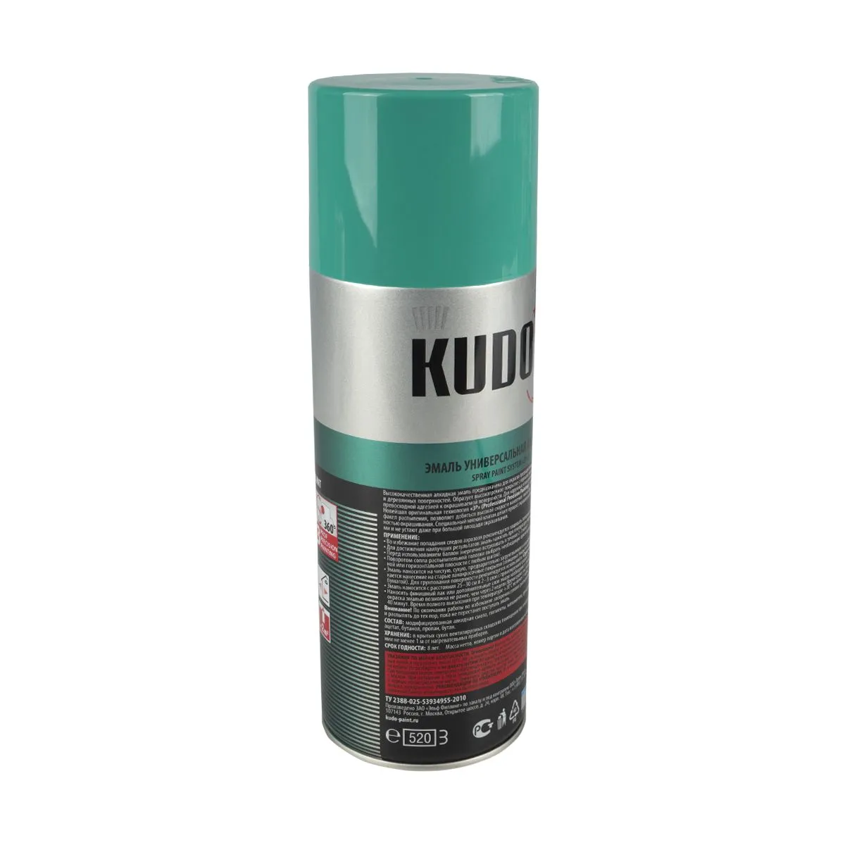 КРАСКА АЭРОЗОЛЬ БИРЮЗОВАЯ 520 МЛ (1/12) "KUDO" KU-1020