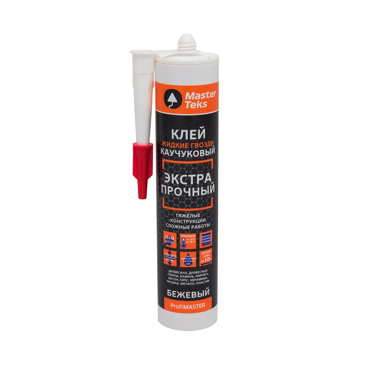 КЛЕЙ "PROFIMASTER" КАУЧУК. ЭКСТРАПРОЧНЫЙ 387 Г БЕЖЕВЫЙ (240 КГ/М2) (1/12) "MASTERTEKS"