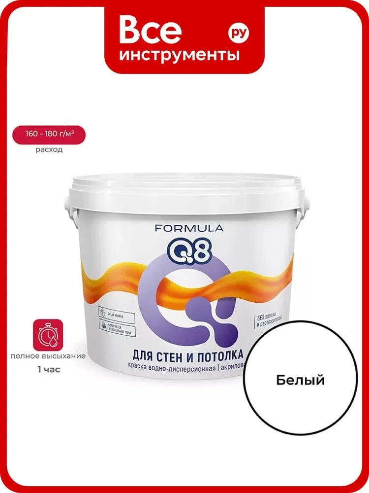 КРАСКА В/Д  ИНТЕРЬЕРНАЯ МОЮЩАЯСЯ "FORMULA Q8" 13 КГ (1)