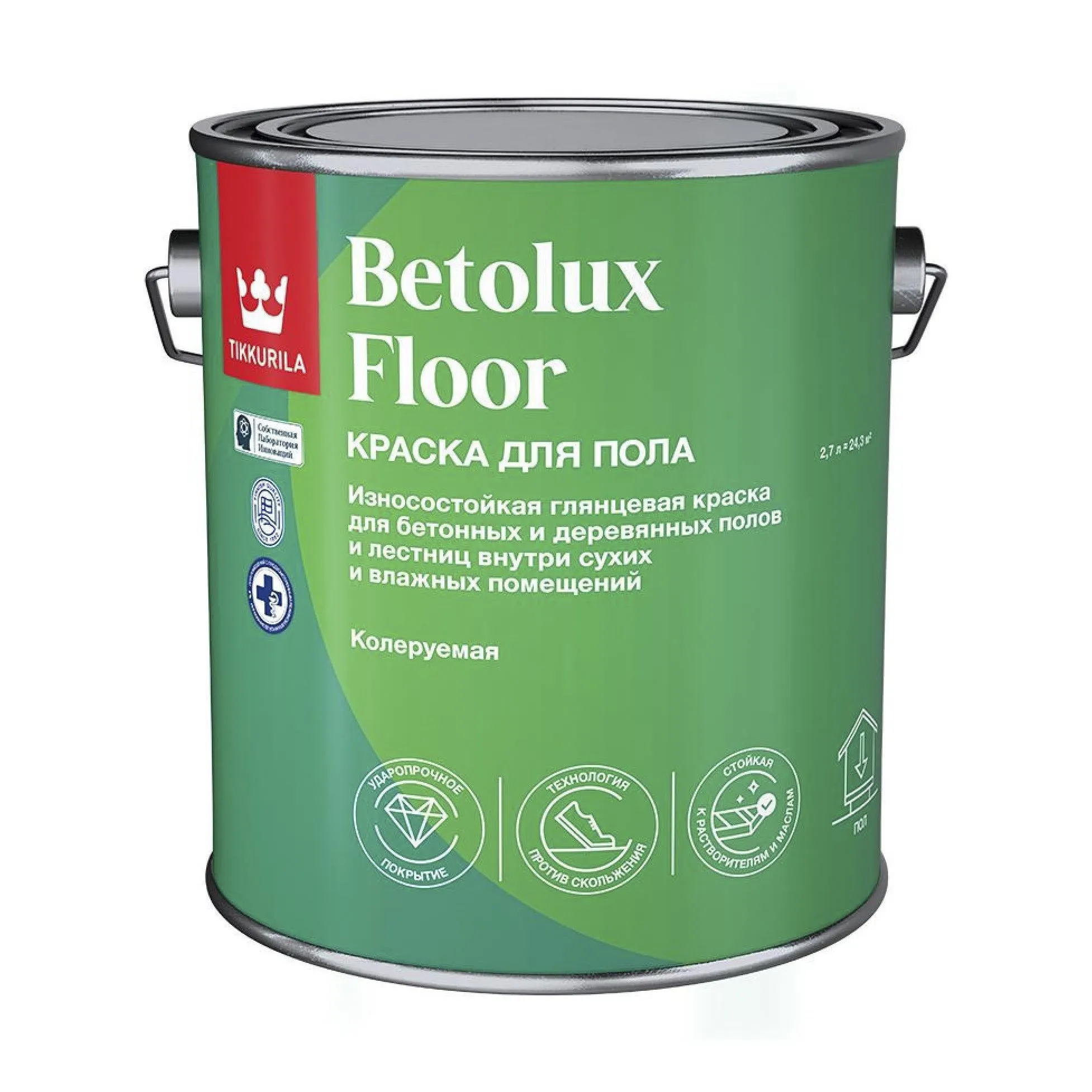 КРАСКА ДЛЯ ПОЛА "BETOLUX FLOOR" БАЗА А 2,7 Л (1/6) "ТИККУРИЛА"