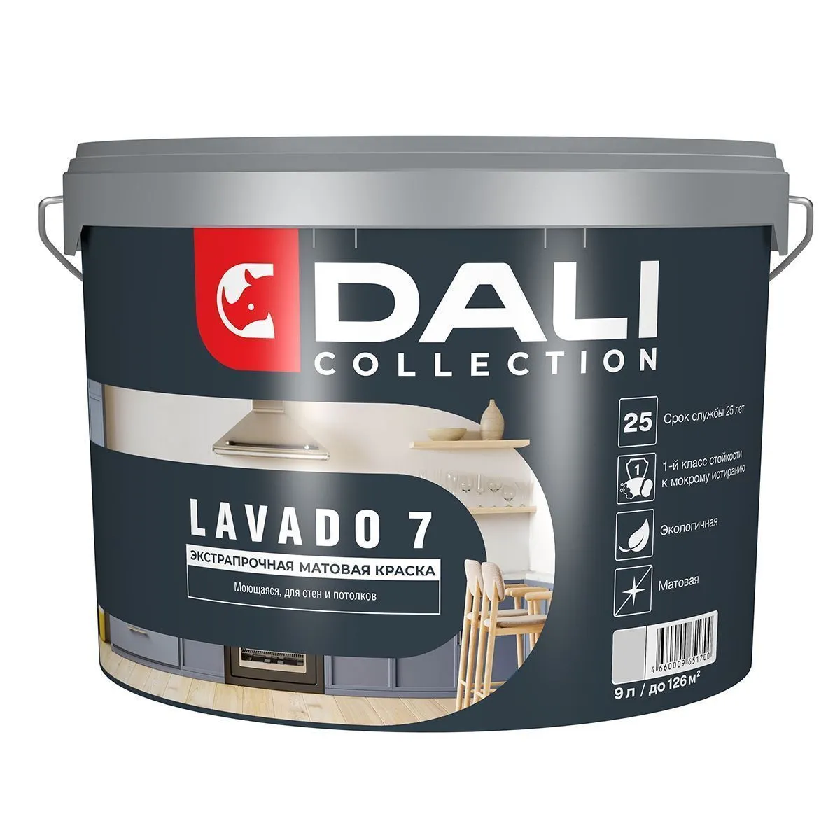 КРАСКА "DALI COLLECTION" LAVADO 7 ДЛЯ СТЕН И ПОТОЛКОВ ЭКСТРАПРОЧНАЯ МОЮЩАЯСЯ БАЗА С 9 Л (1) "РОГНЕДА"
