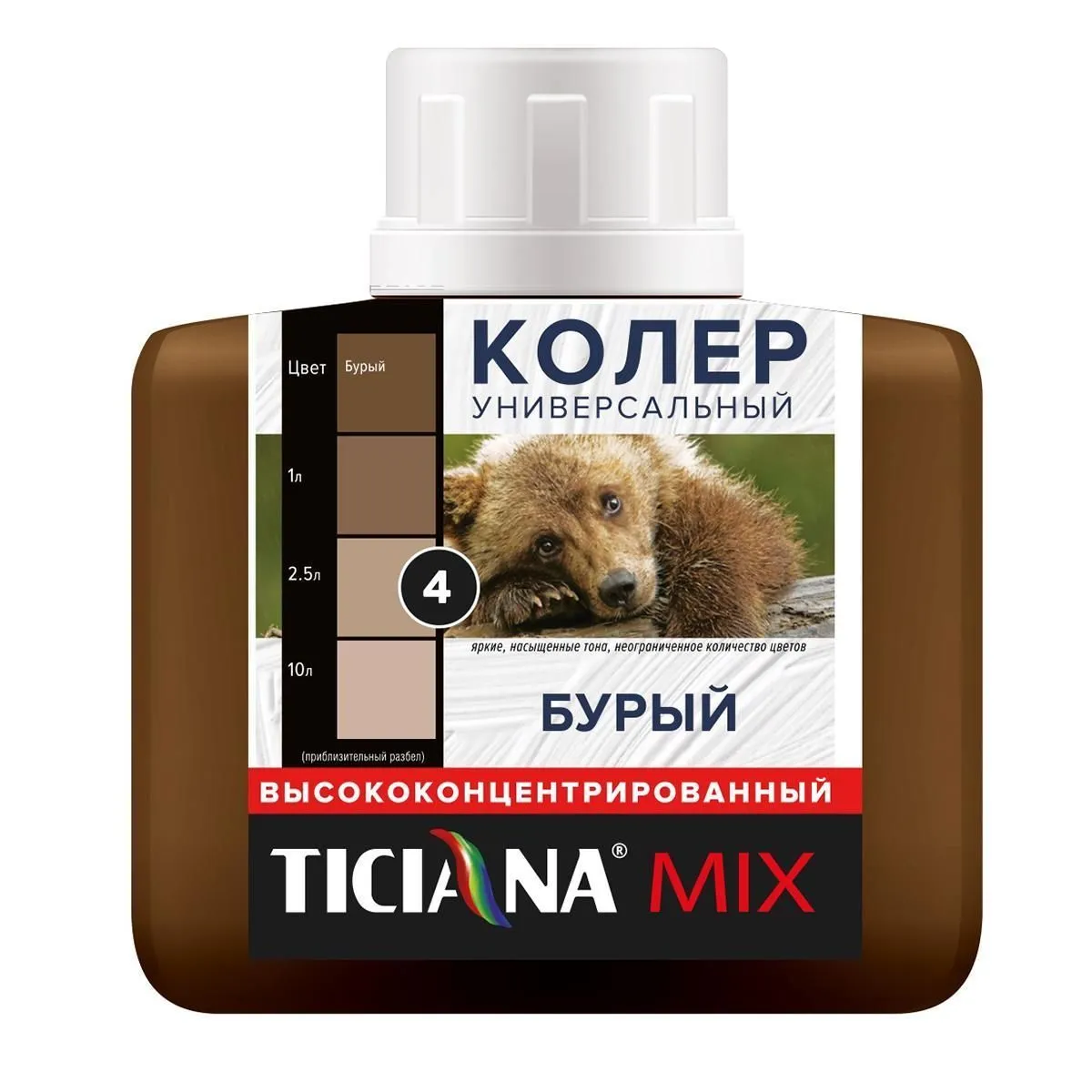 КОЛЕР УНИВЕРСАЛЬНЫЙ №4 БУРЫЙ 80 МЛ (12) "TICIANA"
