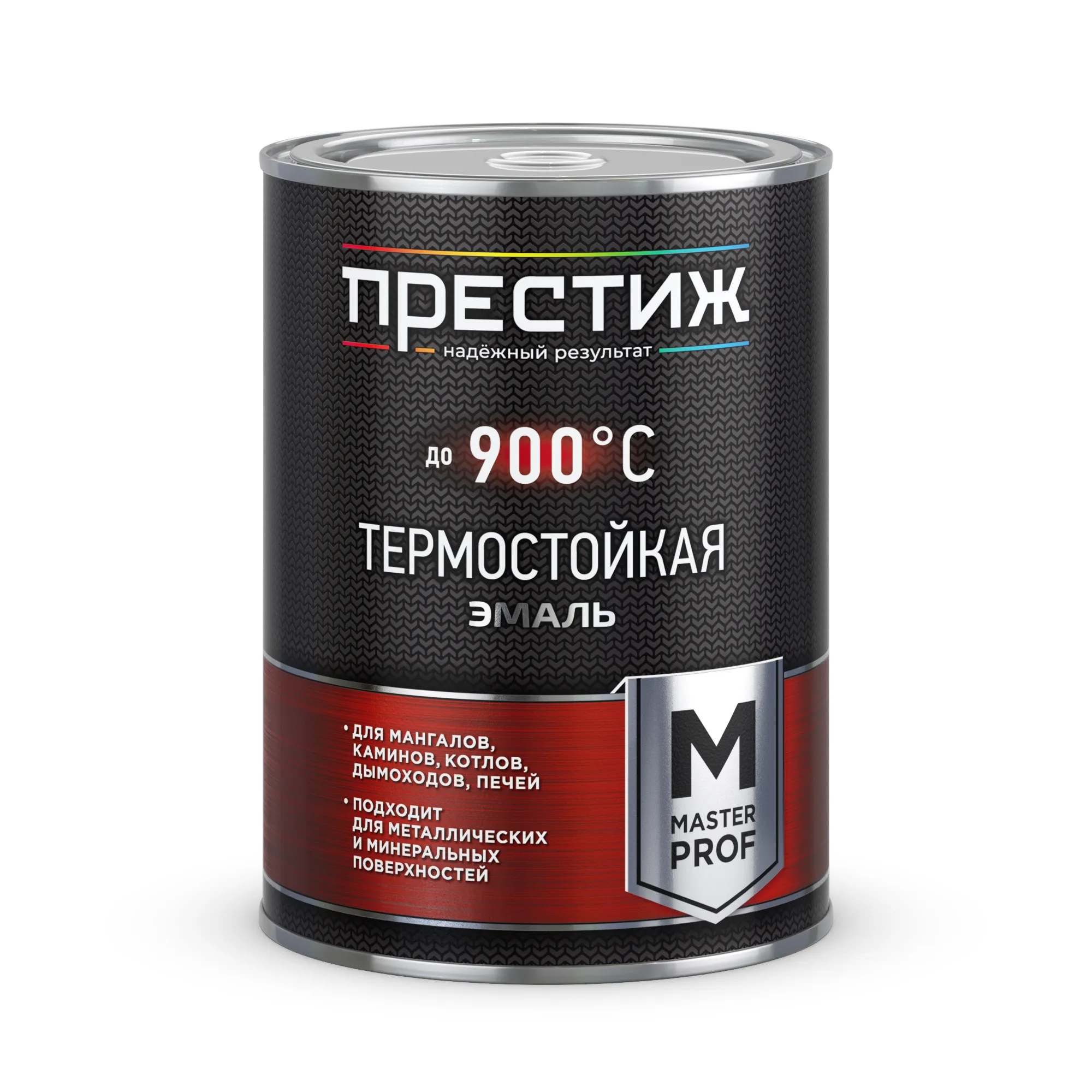 ЭМАЛЬ ТЕРМОСТОЙКАЯ ЧЕРНАЯ 0,8 КГ (ДО 700ºС) (1/6) "ПРЕСТИЖ"