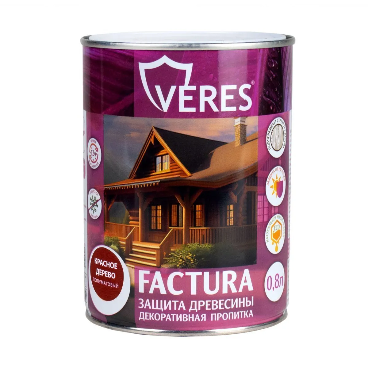 ПРОПИТКА ДЕКОРАТИВНАЯ "FACTURA" КРАСНОЕ ДЕРЕВО 0,8 Л (1/8) "VERES"