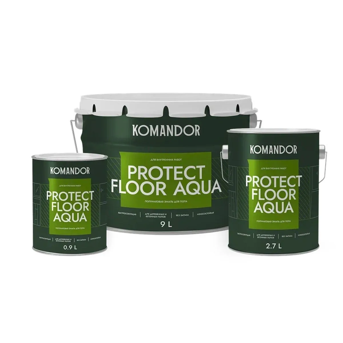 ЭМАЛЬ "PROTECT FLOOR AQUA" ДЛЯ ПОЛА БАЗА C 0,9 Л (1/6) "KOMANDOR"