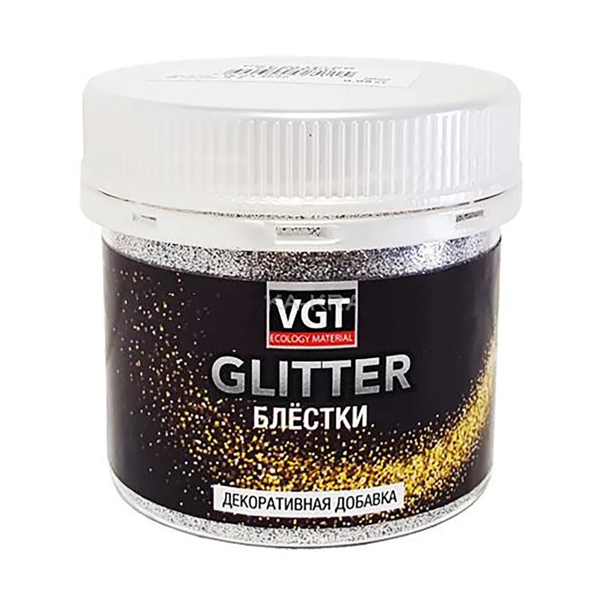 ДОБАВКА ДЛЯ ДЕКОР. ШТУКАТУРОК "VGT GLITTER" (СЕРЕБРО) 0,05 КГ (1/12)