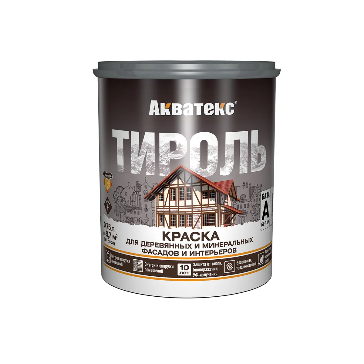 КРАСКА ФАСАДНАЯ "АКВАТЕКС ТИРОЛЬ" БАЗА А 0,75 Л (1/6) "РОГНЕДА"