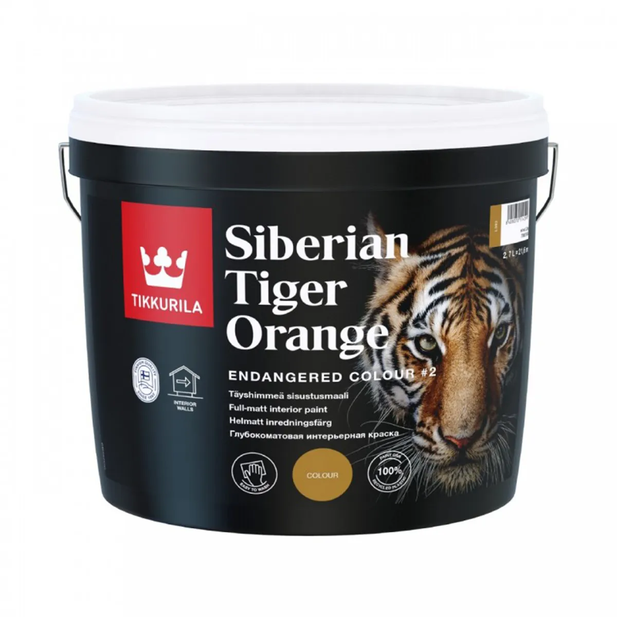 КРАСКА "ENDANGERED COLOUR" SIBERIAN TIGER ORANGE 2,7 Л (L392, ГОРЧИЧНАЯ) ИНТЕРЬЕРНАЯ "ТИККУРИЛА"