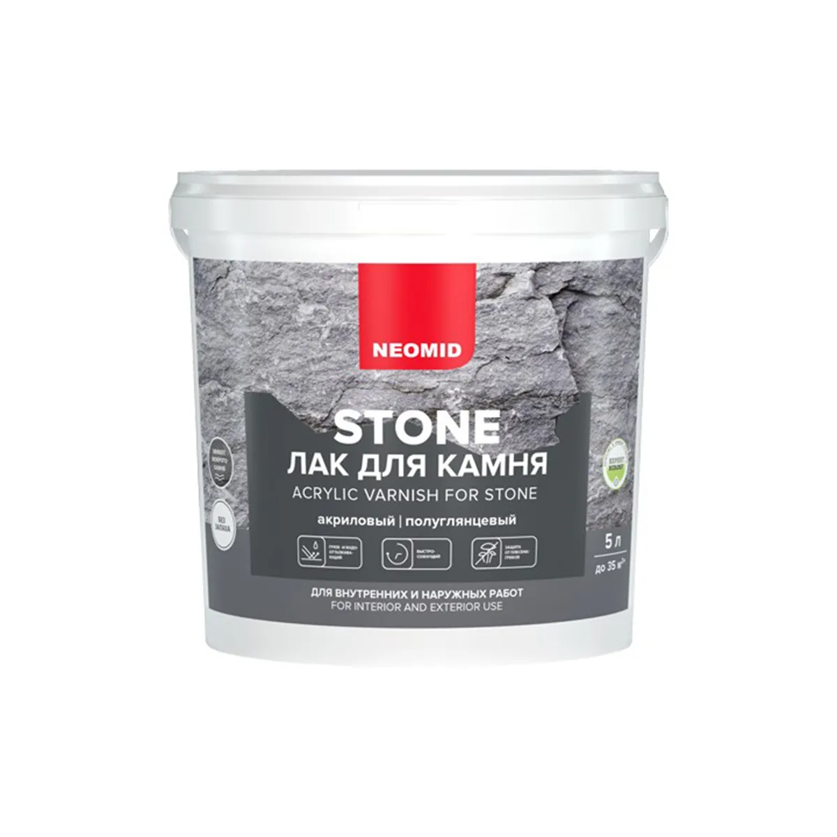 ЛАК АКРИЛОВЫЙ "STONE" ПО КАМНЮ 5 Л (1/2) "NEOMID"