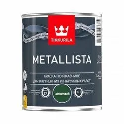 КРАСКА ПО РЖАВЧИНЕ  3 в 1 "METALLISTA"  ЗЕЛЕНАЯ  0,9 Л (1/6) "ТИККУРИЛА"
