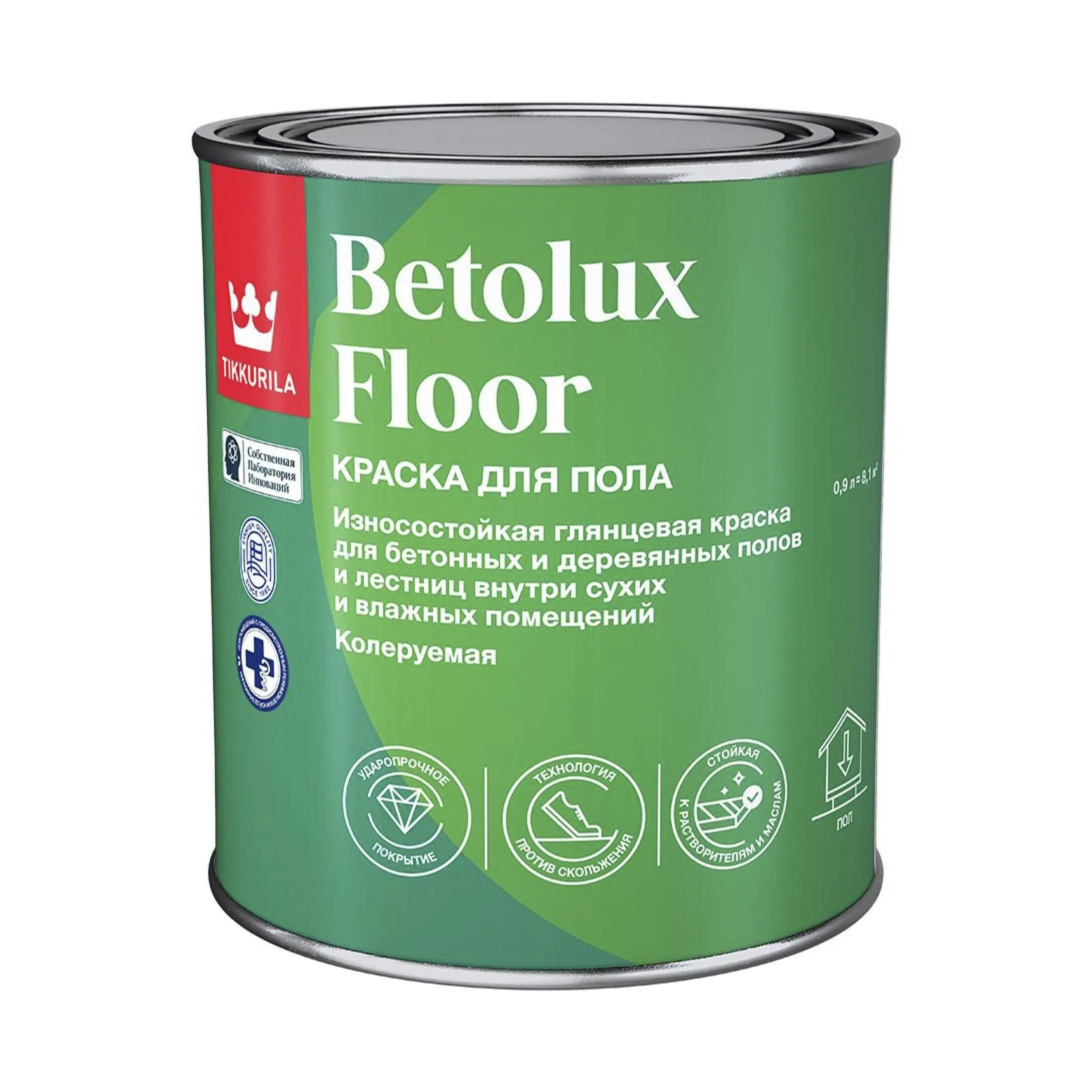 КРАСКА ДЛЯ ПОЛА "BETOLUX FLOOR" БАЗА А 0,9 Л (1/6) "ТИККУРИЛА"