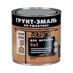 ГРУНТ- ЭМАЛЬ ПО РЖАВЧИНЕ "DALI"  3 В 1 СЕРЕБРИСТЫЙ АЛЮМИНИЙ (RAL 9006)  0,75 Л (1/6) "РОГНЕДА"