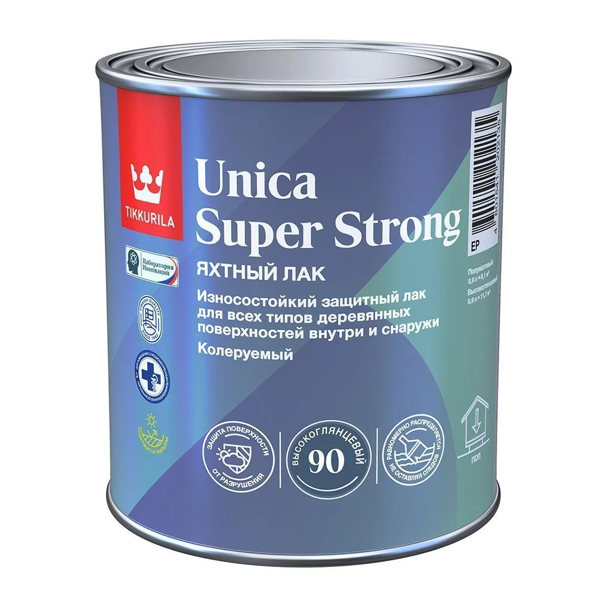 ЛАК ЯХТНЫЙ ПОЛУМАТОВЫЙ "UNICA SUPER STRONG 20" EP 0,9 Л (1/6) "ТИККУРИЛА"