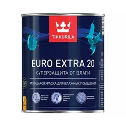 КРАСКА "EURO EXTRA-20"  0,9 Л (1/6) МОЮЩАЯСЯ ДЛЯ ВЛАЖНЫХ ПОМЕЩЕНИЙ "ТИККУРИЛА"