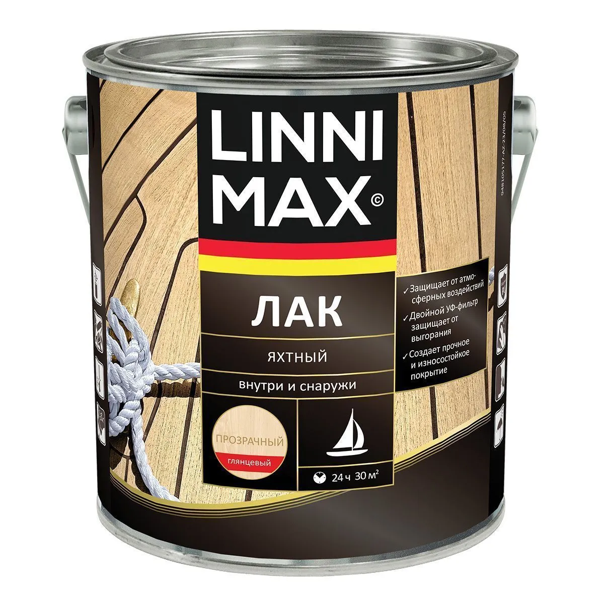 ЛАК ЯХТНЫЙ АЛКИДНО-УРЕТАНОВЫЙ ГЛЯНЦЕВЫЙ 2,5 Л (1/4) "LINNIMAX"