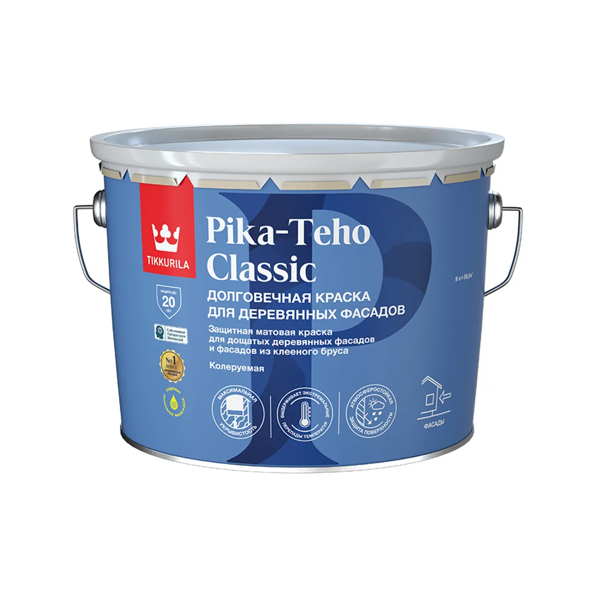 КРАСКА "PIKA-TEHO CLASSIC" БАЗА А  9 Л (1) ДЛЯ ДЕРЕВЯННЫХ ФАСАДОВ "ТИККУРИЛА"