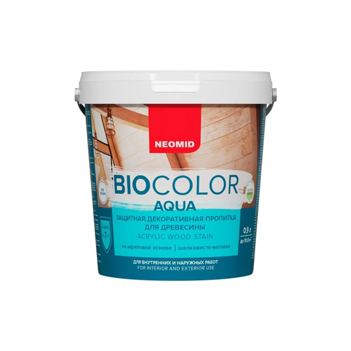 ПРОПИТКА ЗАЩИТНАЯ ДЕКОРАТИВНАЯ ДЛЯ ДРЕВЕСИНЫ "BIO COLOR AQUA" 0,9 Л БЕЛАЯ (6) "NEOMID"