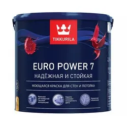 КРАСКА "EURO POWER-7"  2,7 Л (1) МОЮЩАЯСЯ ДЛЯ СТЕН И ПОТОЛКОВ "ТИККУРИЛА"