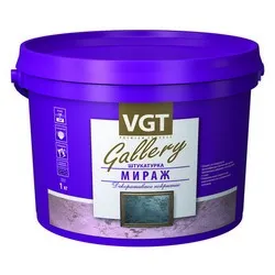 ШТУКАТУРКА ДЕКОРАТИВНАЯ "МИРАЖ" СЕРЕРБИСТО-БЕЛАЯ 5 КГ (1) "VGT GALLERY"